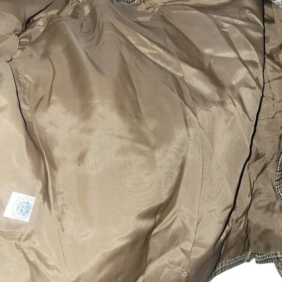 Vintage Plaid Wool Two-Piece Jacket Sleeveless Top Brown/Beige Checkered Women S - Picture 10 of 10